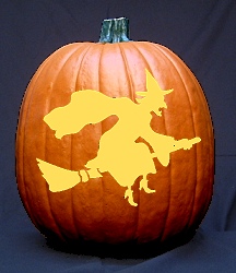 'Witch on Broom' Pumpkin Carving Pattern