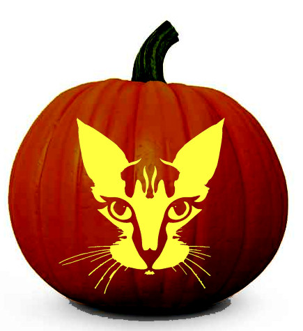 Halloween Cat Face Pumpkin Carving Stencil - Dot Com Women