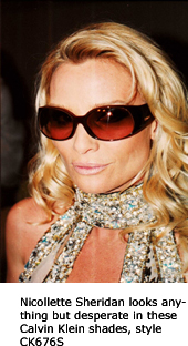 Nicollette Sheridian wearing Calvin Klein shades, style CK6765