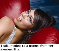 Thalia models Lola frames from her eyewear line