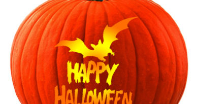 bat happy halloween pumpkin carving stencil