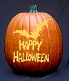 Bat and 'Happy Halloween' Pattern Pumpkin