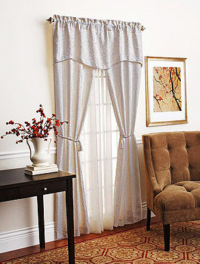 BHG Damask Window Set in Taupe, available at Walmart