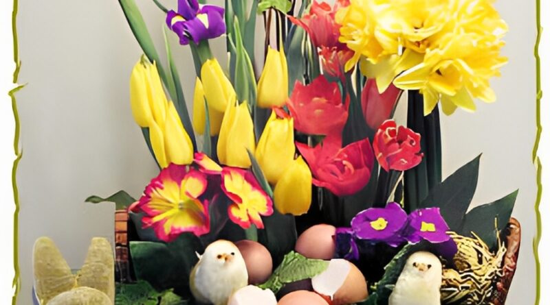 Bright Spring Easter Flower Arrangement