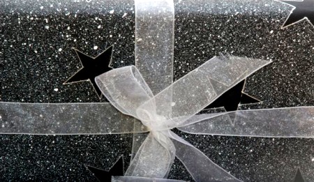 Black and White Stenciled Stars Gift Wrap