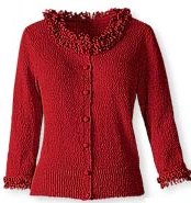 Ruby Red Loopy-fringed Cardigan by Coldwater Creek