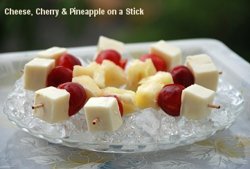 Cheese, Cherry & Pineapple on a Stick - Quick Starters for Fourth July or Summer Parties