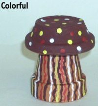 Clay pot mushroom in colorful pattern
