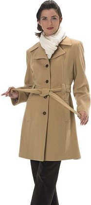 Camel 100 percent wool belted coat