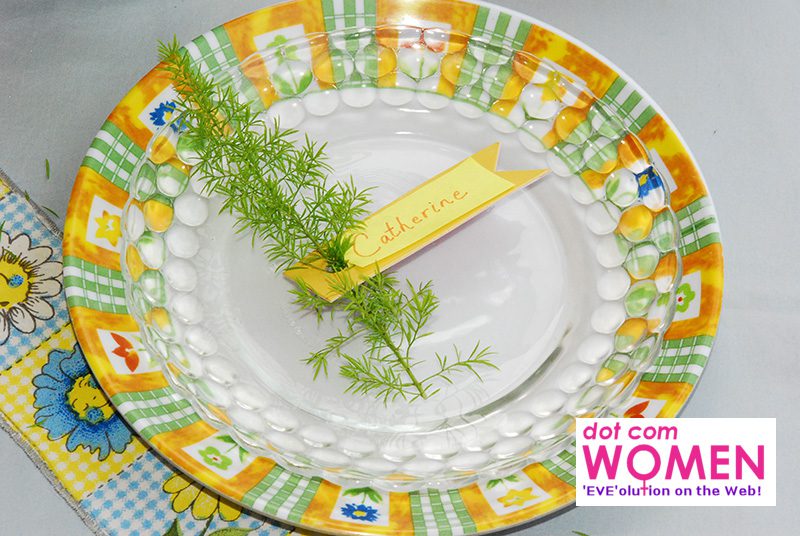 Easter Place Setting Idea with Fern and Other Greens