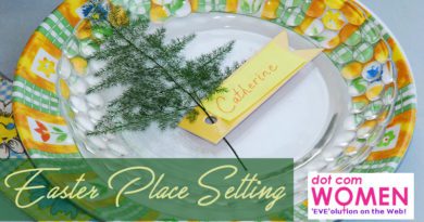 Easter Place Setting Idea with Fern and Other Greens
