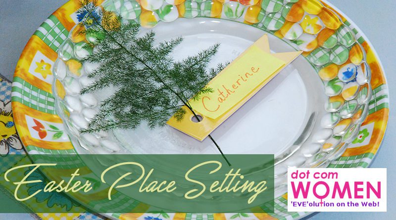 Easter Place Setting Idea with Fern and Other Greens