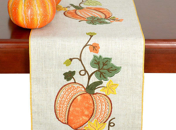 Embroidered Thanksgiving Table Runner