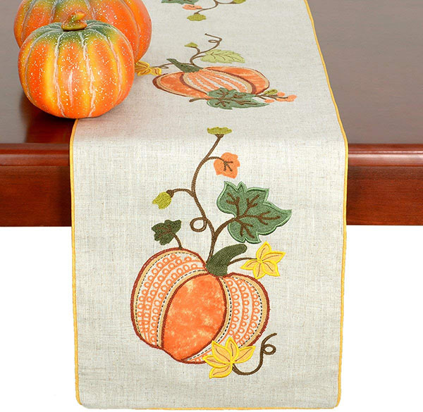 Embroidered Thanksgiving Table Runner