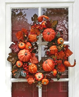 Pumpkins and Leaves Fall Wreath
