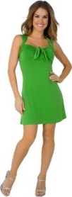Flirty Green Evening Cocktail Dress with Cute Knotted Keyhole
