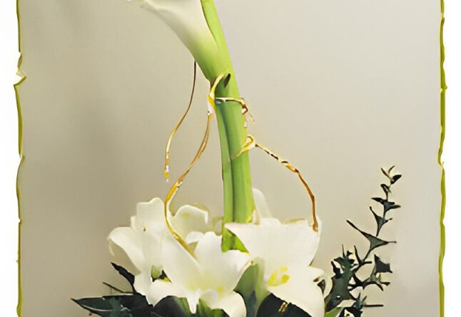 Gold & White Easter Lilies Flower Arrangement