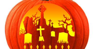 Free graveyard pumpkin carving stencil