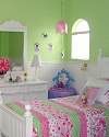 Girl's Bedroom in Green & Pink