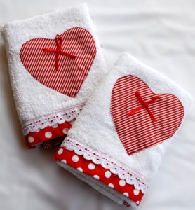 Heart Appliquéd Hand Towels