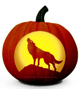 howling wolf pumpkin carving pattern stencil free