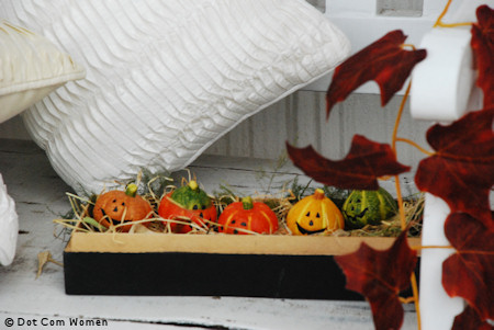 Miniature Pumpkins in Wooden Box Arrangement for Outdoor Fall Decorating