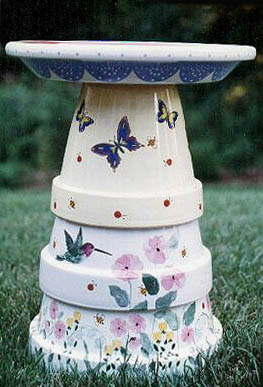 Paint and Decorate a Terra Cotta Flower Pot Bird Bath