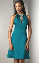 Teal Beaded Keyhole dress - Holiday Fashions 2007