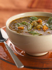 Curried Lentil Soup with Spinach