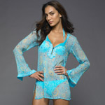 This pretty piece in turquoise in sheer silk chiffon from Elizabeth Hurley, available at SAKS Fifth Avenue is priced at $336 but stands out from the usual cover-ups