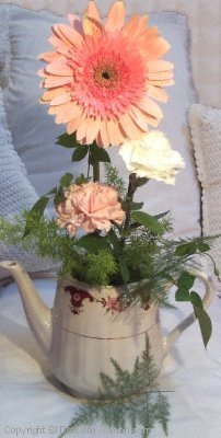 Mother's Day Flower Arrangement in Vintage Teapot