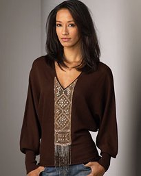 Fringed and Embellished Sweater by Neiman Marcus