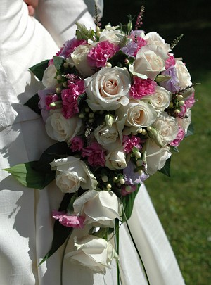 White and Pink Rose Wedding Bouquet