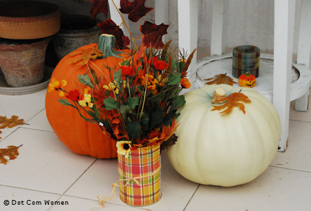 Fall Paper Covered Tins for Fall Porch Decorating