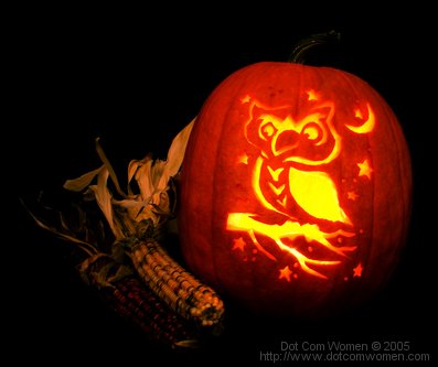 Free pattern for carving 'Owl on a Tree Branch' Pattern Pumpkin