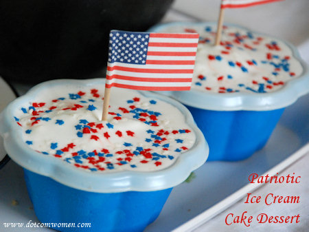 Patriotic Ice Cream Cake Dessert - Red, White and Blue Dessert for Fourth of July