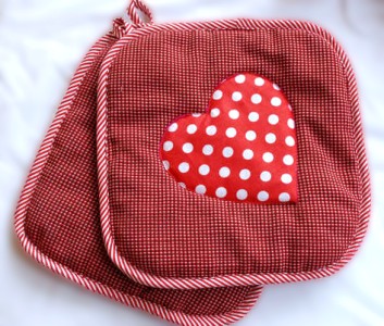 Quilted and Appliquéd Heart Pot Holders