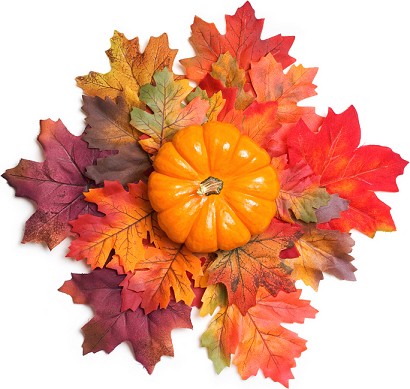 Pumpkin and Fall Leaves Centerpiece for Thanksgiving