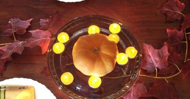 Pumpkin & Floating Candles Centerpiece for Thanksgiving