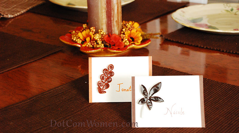 Quilled Fall Leaf Place Cards: Fall Thanksgiving Paper Craft