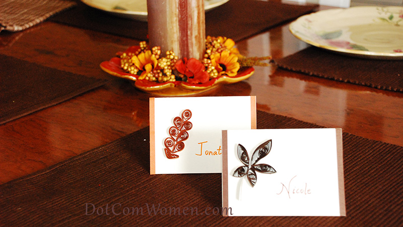 Quilled Fall Leaf Place Cards: Fall Thanksgiving Paper Craft