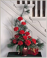 Red Carnations Christmas Flower Arrangement