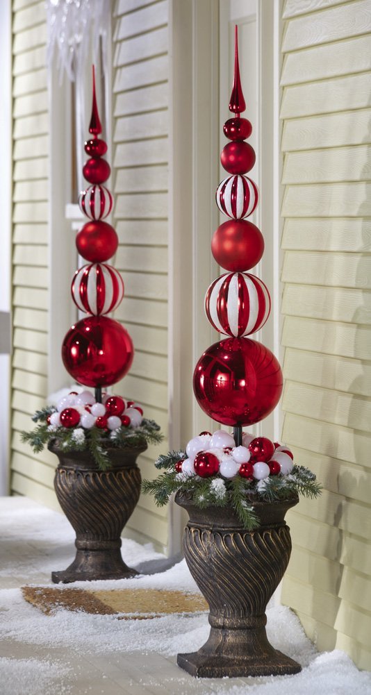 Red and White Festive Topiaries from Collections etc.