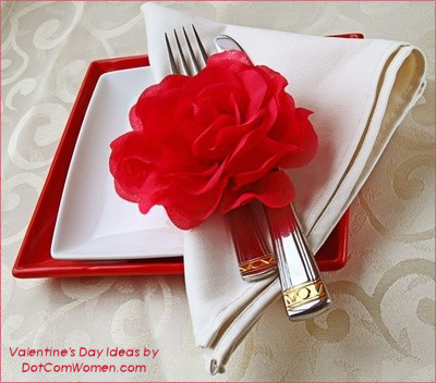 Valentine's Day Place Setting with Silk Rose