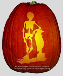 Halloween Standing Skeleton Stencil – Free Pumpkin Carving Stencil/Pattern