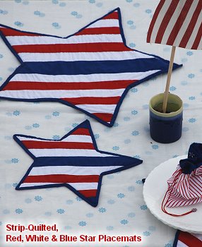 Strip-Quilted Red, White & Blue Star Placemats, Patriotic Craft Project for Independence Day