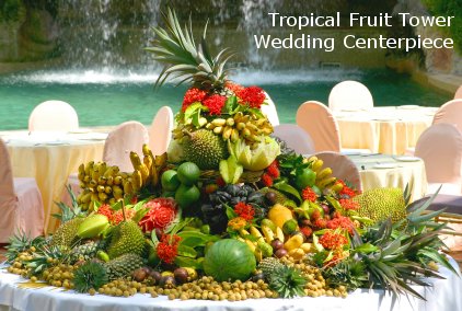 Tropical Fruit Tower Wedding Centerpiece