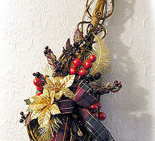 Wooden Violin - Christmas Artificial Flower Arrangement