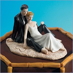 Romantic Wedding Couple Lounging on the Beach Wedding Cake Topper