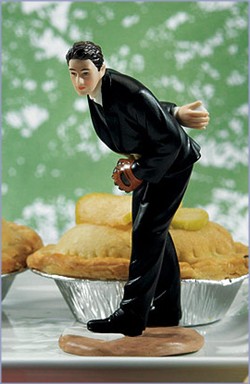 Groom Pitching Baseball Wedding Cake Topper